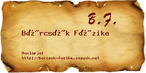 Börcsök Füzike névjegykártya